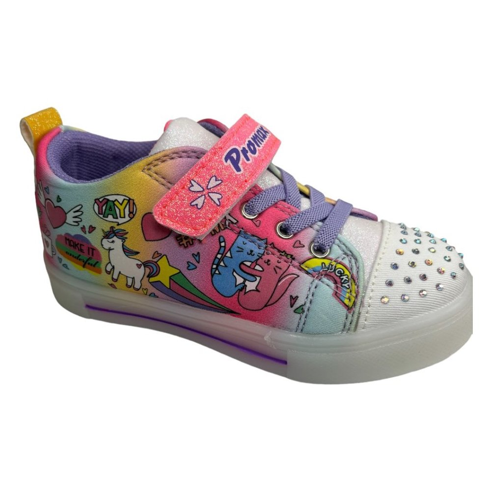 Girls Light Up Sneaker (Light Pink Glitter Velcro Strap)